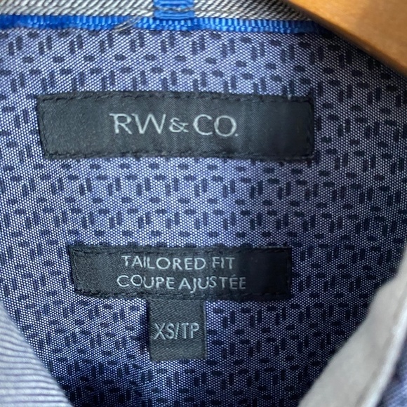 RW & Co. Tailored Fit Men's Patterned Button Up Long Sleeve Shirt Size XS - Picture 2 of 11